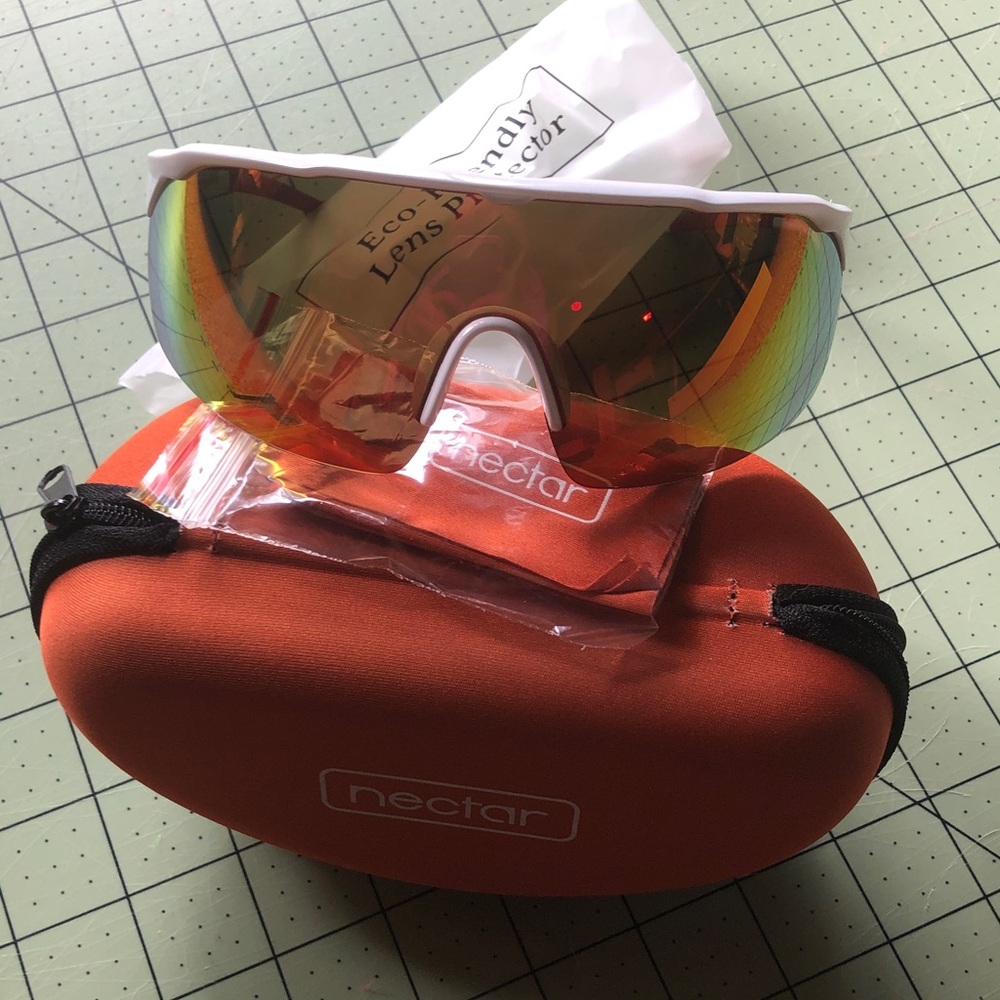 NEW! Nectar White Frame Sunglasses with Orange Mirrored Lens